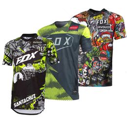 Camisetas masculinas de O2FS RVOUEI Fox Enduro Motorcycle Mountain Bike Jersey Equipo Velocidad Suministra MTB Off-Road DH MX Bicicleta Transpirable Camisa