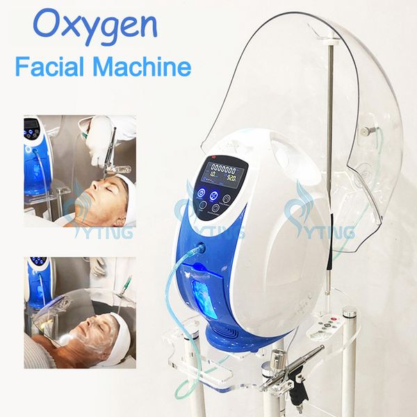 Portable 2 en 1 Oxigenerapia facial Máscara Dome Oxygen Spray Rejuvenecimiento Facial Máquina facial