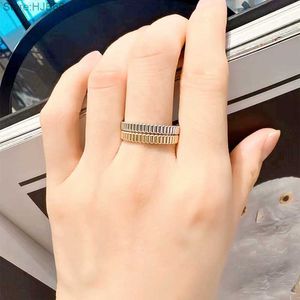 O45g Luxe Sieraden Band Ringen Nieuwe Baojia Shilong Luo Satijn Recht Patroon Womens Classic Plain Paar Ring 18k Rose goud Bko6