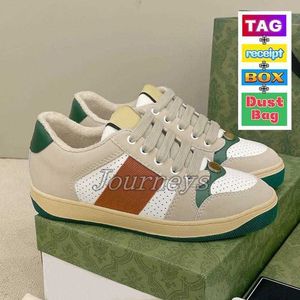 OA004 Modeontwerper Casual Dirty Shoes With Box Classic Leather Web Butter Sneaker Beige White Ebony Green Trequed Black Suede Mens