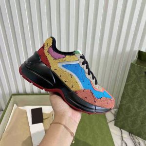Zapatos de diseñador Rhyton Zapatillas de deporte Hombres Mujeres Zapatillas de deporte Zapatillas de plataforma de lujo para mujer con tamaño de caja 35-44