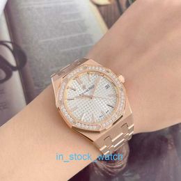 Oaeipo Watch Luxury Designer Series 77351or Rose Gold Original Diamonds White Dial Dames Back Transparant Fashion Leisure Business Sports Machinery Watch
