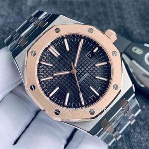 Oak Big Date Luminous Hands 15400st Calendario automático Reloj para hombre Caja de oro rosa Relojes de acero inoxidable para caballero Reloj de pulsera