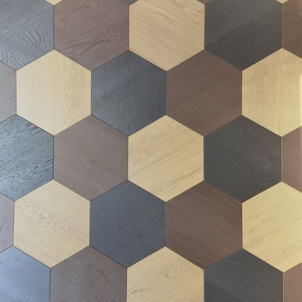 Azulejos de piso hexagonales de roble, pisos de corcho natural, pisos de madera con acabado lacado, decoración del hogar de madera, papel tapiz de azulejo de arte, paneles de pared de lujo hechos a mano