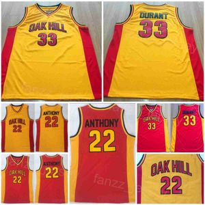 Oak Hill High School Kevin Durant Jersey 35 Basketball Carmelo Anthony 22 Shirt College All Stitched Team Couleur Jaune Rouge Pour les fans de sport University Sewn On Man NCAA