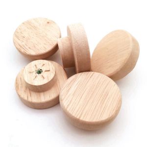 Poignée ronde en chêne Dia 30/40/50 mm Natural en bois d'armoires en bois Boutons de garde-robe pour le tiroir d'armoire Handle de meubles