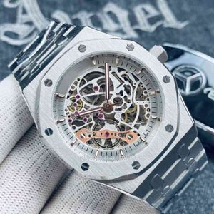 Eiken Self-wind Horloges Mannen Automatische Mechanische 42mm Holle Skelet Witte Wijzerplaat 316l Rvs Business Horloges