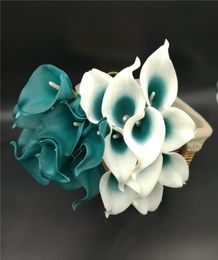 Oasis fleurs de mariage sarcelle bleu turces calla lylies 10 tige real touch calla lily bouquet centres de mariage de mariage décorat5816872