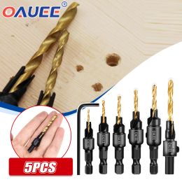 Oauee Countersink Drill Bit Carpentry Drill Set Drilling Pilot Holes Drilling Woodworking Tools For Screw Sizes Cone Hex-Handle