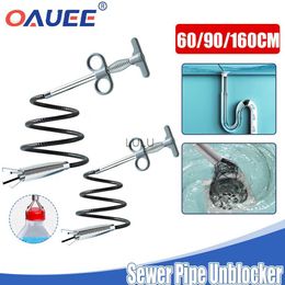 Oauee Desbloqueador de tuberías de alcantarillado Removedor Serpiente Tubería de resorte Dragado Baño Cocina 60/160 mm Alcantarillado de cabello Fregadero Herramientas de limpieza de tuberías HKD230810