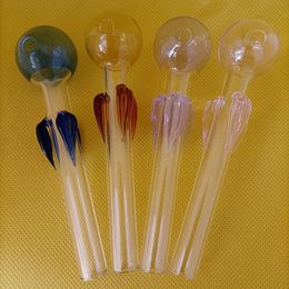 Glas-Ölbrenner-Rohr, 124 mm, bunt, rauchend, handgefertigt, Wasserbrenner, Nagel-Rig, Bong, vergrabener Rohrgriff