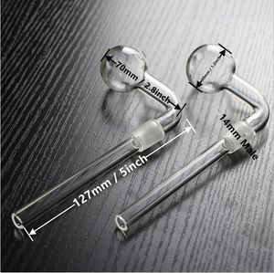 Effacer 14mm mâle Joint Pyrex Verre Brûleur À Huile Tuyau Narguilé Bent Fumer Poignée Tuyaux Bong Nail Burning Dab