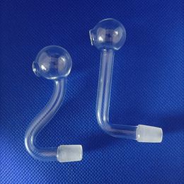 Heldere Pyrex 10 mm mannelijke glazen oliebrander pijp waterpijp gebogen voor Bong Nail Burning banger rig