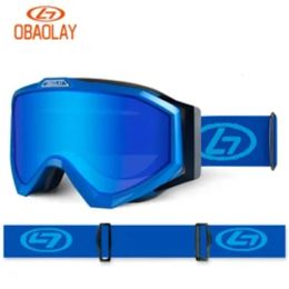 OBAOLAY Skibrille Schnee Snowboardbrille Schneemobilbrille Antifog UV400 Linse Skifahren Sonnenbrille Damen Outdoor Sport 240111