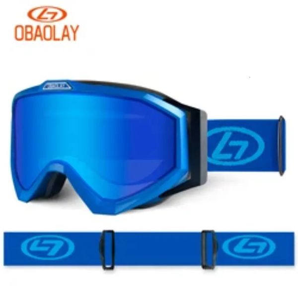 OBAOLAY lunettes de Ski neige Snowboard lunettes motoneige lunettes antibuée UV400 lentille Ski lunettes de soleil femmes Sport de plein air 240111