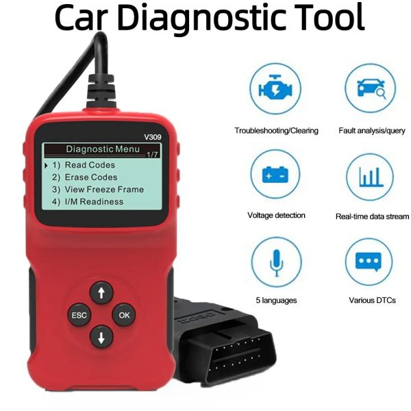 Código de código de lectura del detector de fallas de automóvil OBD OBD2 Código de herramientas de Instrumento de diagnóstico de automóvil