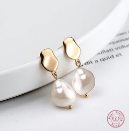 OBEAR-pendientes colgantes de perlas irregulares barrocos para mujer, de Plata de Ley 925, aretes con dijes salvajes de moda Retro, joyería 2559089