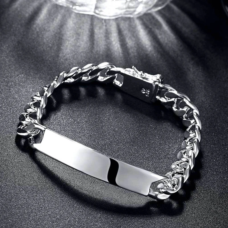 Bracelet de chaîne métallique Obega Bracelet en argent plaqué bracelent de bijoux pour hommes Bracelet ID de chaîne cubaine Zinc alliage bijoux quotidien pour les hommes