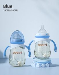 Oberni 8oz10oz PPSU Babyflesset Voeden Brede Hals Valbestendig Grote Capaciteit Siliconen Anti-opblaashandvat Stro 240315