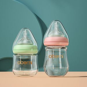 Oberni bébé bouteille en verre 120 ml 150 ml matériau borosilicate lait infantile biberon ensemble différentes combinaisons de couleurs 240223