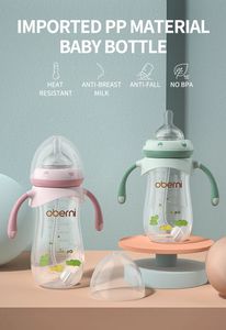 Oberni PP Materiaal 270 ml330 ml Combinatie Babymelkfles Promotie Product Portable anti -koliekvoeding met siliconennippel 240513