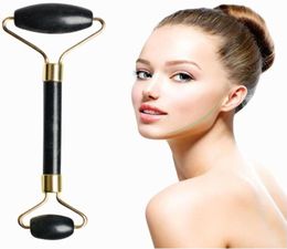 Obsidian Facial Massage Roller Black Natural Jade Face Massager Double Head6666759