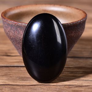 Obsidian Palm Stone Quartz Healing Crystal Massage Spa Relaxation Meditation
