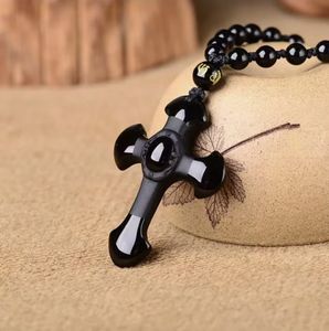 Obsidiaan hanger ketting kruis sieraden voor mannen vrouwen hanger