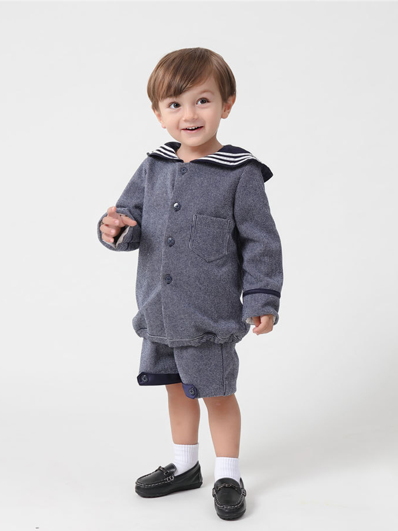 OC 407M12 # Conjunto inglés para niños Conjuntos de ropa Chaqueta de estilo azul marino vintage Personalización de alta calidad y venta al por mayor