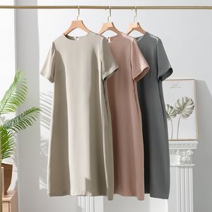 OC 409M95# Womens Basic Casual Dresses Plus Size hoogwaardige moerbei Silk Silk Herfst Mollige kleding Jeugdig temperament