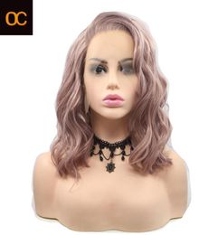 OC 931 nueva peluca de fibra química personalización personalización de color chal de color mediano y largo rizado niña de encaje delantero