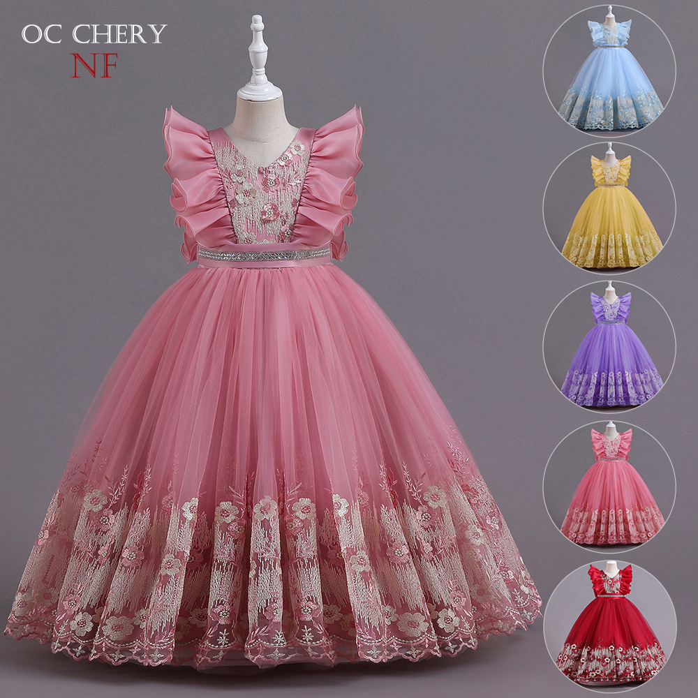 OC Chery NF40995 Meisjes Jurken Kinderen Jurk Mesh Puffy Rok Prinses Meisje High-end Piano Kostuum Luxe Maatwerk