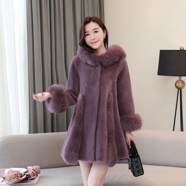 OC00405 FAUX FAUX FURS LUXE LUMBRE AGRES LAMB PUBLIE CHARGE DES FEMMES DE MOUPS GRANULAIRE COUPE COUPE FOIL