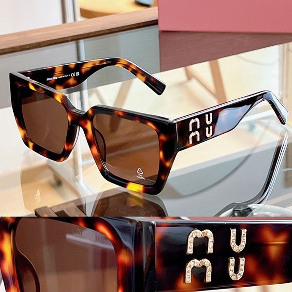 Occhiali da sole con logo MIU di lusso montatura in acetato quadrato tartarugato uomo e donna occhiali sole outdoor style décontracté SUM07S