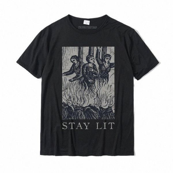 Oculto Stay Lit Satan Devil Hell Unholy Antichrist Witch Camiseta de manga corta Camiseta Verano Fiable Mens Tees Summer Cott 74tw #