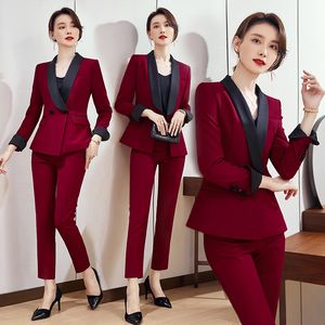 Beroep Claret Suit Professionele kleding Hoogwaardige gastheer Werkjas + broek Bedrijven Instellingen Uniforme verkoop Formele kleding