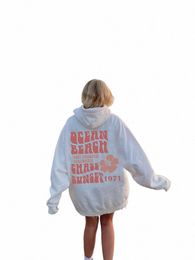 Ocean Beach Chase Sunset 1971 Carta impresa LG Manga Plus Tamaño Sudadera con capucha Mujeres Sudaderas Harajuku Chica Casual Streetwear V11x #