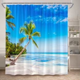 Ocean Beach Shower Rideaux Island Plantes tropicales Plantes de coco