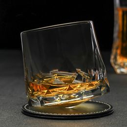 Ocean Brand Spin Top Whisky Whisky Verre de roche Diamant épais épais lourd drôle rotation Whisky Tumbler xo Verres de bière Cup de vin