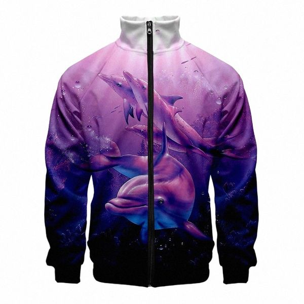 Ocean Fish Dolphin Anime 3D Stand Collier Veste Hommes / Femmes Harajuku Hip Hop Sweat à capuche Casual Boy's Zipper Sweat Manteau Vêtements 54hG #