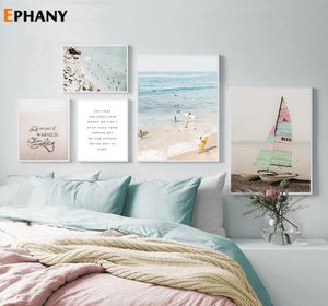 Ocean Landscape Canvas Affiche nordique de plage animée Saipoir mural art imprimement Life Quote Paint Image Scandinave Home Decor4532772