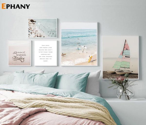 Ocean Landscape Canvas Affiche nordique de plage animé plage mural art imprimement imprimement cite peinture image scandinave intérieur décor8197243