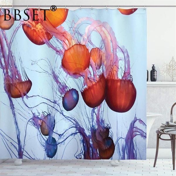 Rideau de douche Ocean Life, méduses colorées en bord de mer, imperméable, multi-tailles, décoration de salle de bain, Curtains287j