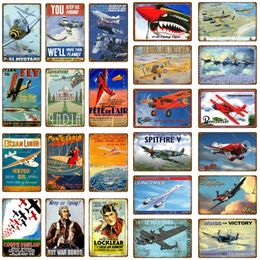 Ocean Liner Airplane Flying Craft Metal Tar Sign Poster Wings For Victory Tin Signs Vintage Painting Decorative Plate Pub Bar Club Man Cave Decor 30x20cm Woo