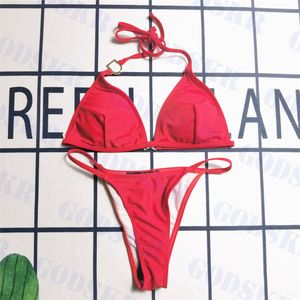 Bikini classique pour femmes avec lettre Logo en métal Sexy Triangle maillots de bain été maillot de bain à bretelles pour les femmes