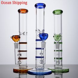 Ocean Ship Heady Glass Hookahs kleurrijke bongs drievoudige beecomb perc olie dab rigs waterleidingen 14 mm vrouwelijke gewricht rechte buis bong met kom