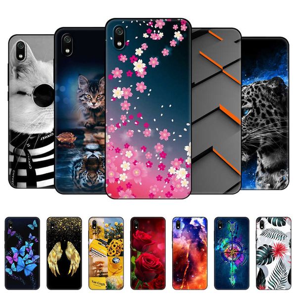 Pour Xiaomi Redmi 7A étui arrière couverture de téléphone 7a Hongmi pare-chocs sac silicone souple protection peint Coque noir Tpu étui