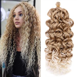 Ocean Wave Braiding Hair Extensions Haak Braids Synthetisch haar Afro krul Hawaii Ombre Curly Blonde Water Wave Braid