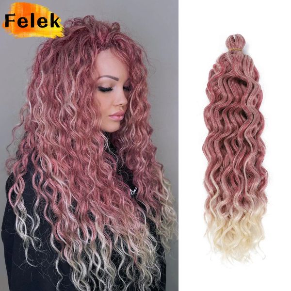 Extensiones de cabello de trenza oceánica trenzas de crochet cabello sintético hawaii afro curl ombre rubia rubia rubia trenza para mujeres