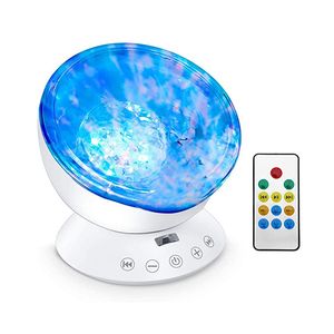 ocean wave projector 12 led 7 kleuren nachtlampje plafond sfeerlamp ingebouwde muziekluidspreker voor kinderen slaapkamer met timer afstandsbediening geluidsmachine wit